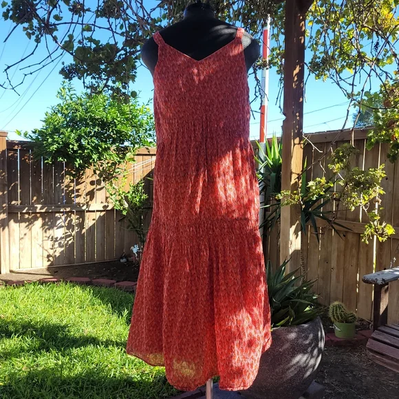 Anthropologie Joie Tea Rose Pink Tiered Ruffles Maxi Cotton Boho-Chic Dress Med - Picture 2 of 9